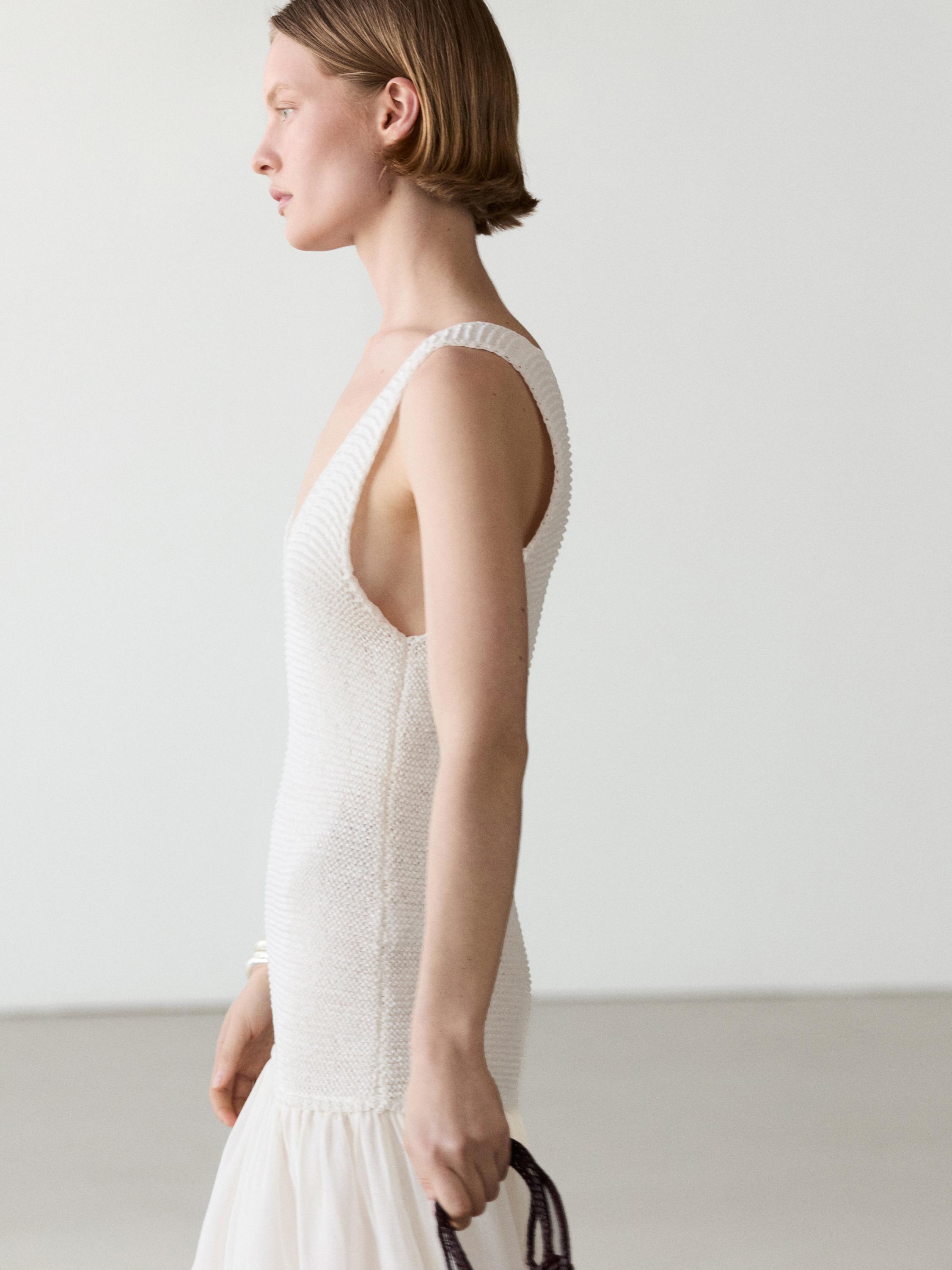 Robe longue combinée en lin